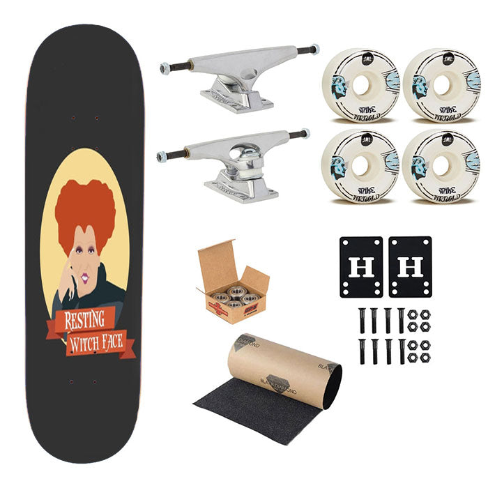 Resting Witch Face - Hocus Halloween Skateboard Complete Board 8.0" X 31.75"