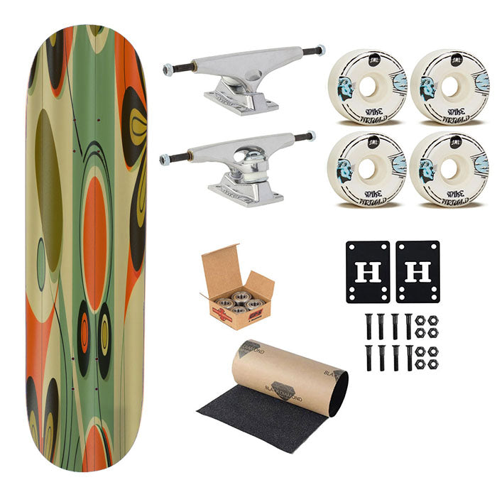 Retro 60S Mid Century Modern Daisy Skateboard Complete Board 8.0" X 31.75"