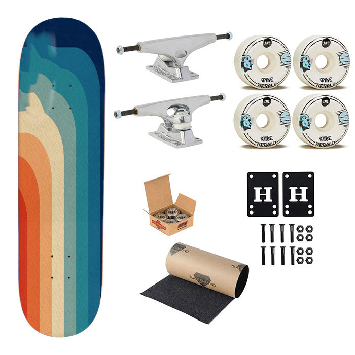 Retro 70S Color Palette Skateboard Complete Board 8.0" X 31.75"