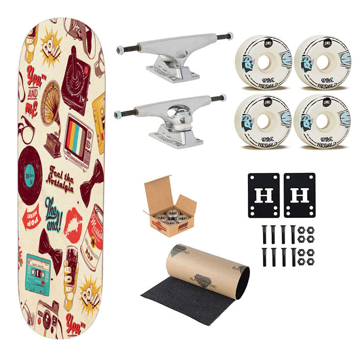 Retro Iphone Wallpaper Pattern Skateboard Complete Board 8.0" X 31.75"
