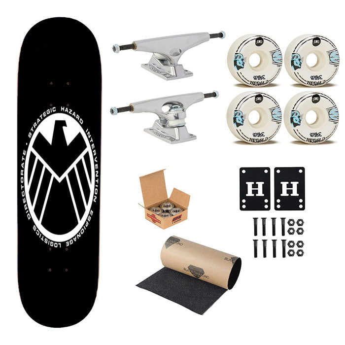 Retro Marvel S.H.I.E.L.D Logo Skateboard Complete Board 8.0" X 31.75"