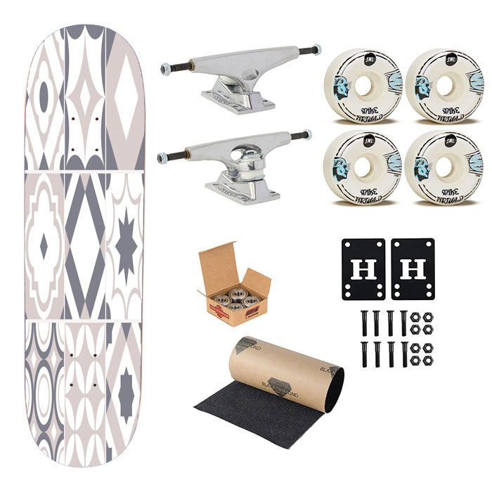 Retro Seamless Tile Pattern Skateboard Complete Board 8.0" X 31.75"