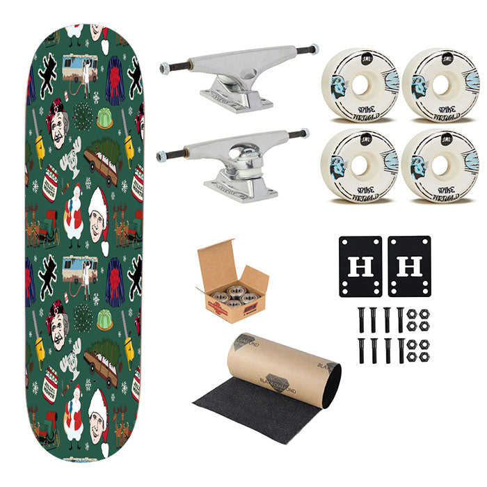 Retro Vintage Family Holiday Green Christmas Vacation Skateboard Complete Board 8.0" X 31.75"