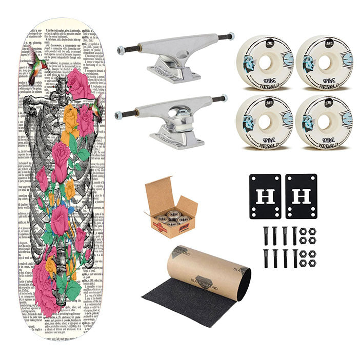 Ribs And Flowers Skateboard Complete Board 8.0" X 31.75"