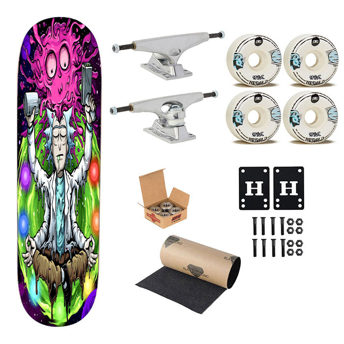Rick And Morty Trippy Art Purple Skateboard Complete Board 8.0" X 31.75"