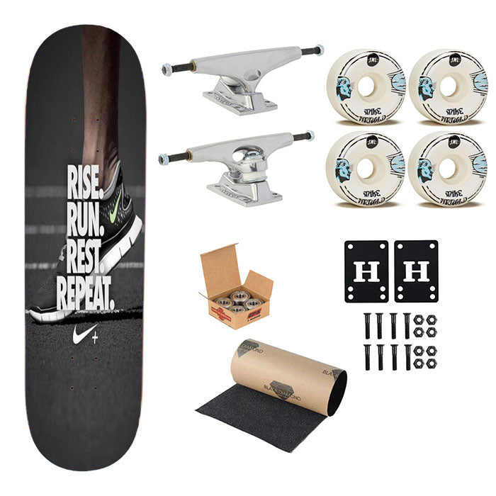 Rise Run Rest Repeat Just Do It Skateboard Complete Board 8.0" X 31.75"