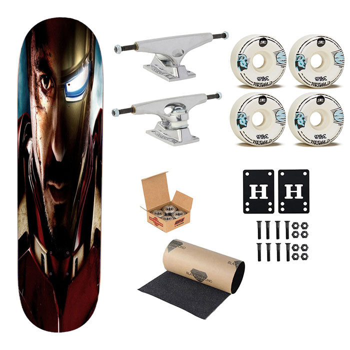 Robert Downey Jr Iron Man Skateboard Complete Board 8.0" X 31.75"