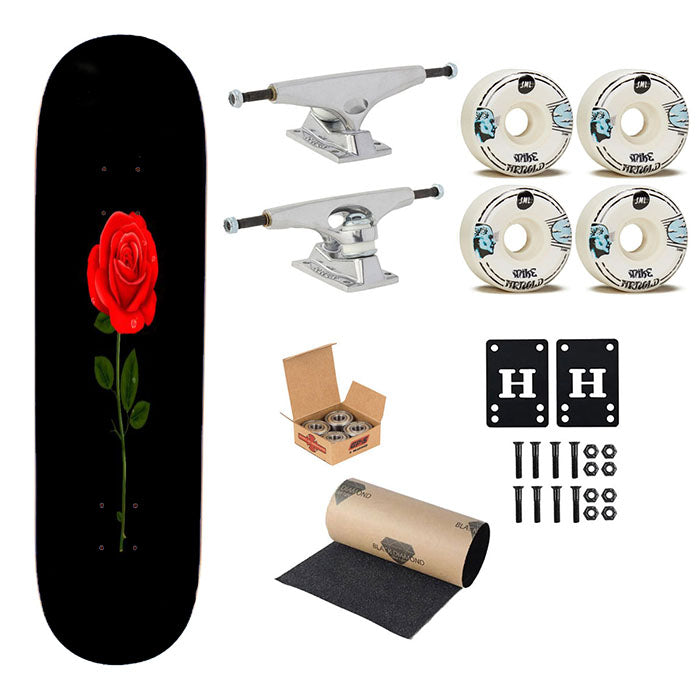 Rose Logo Flowers Skateboard Complete Board 8.0" X 31.75"