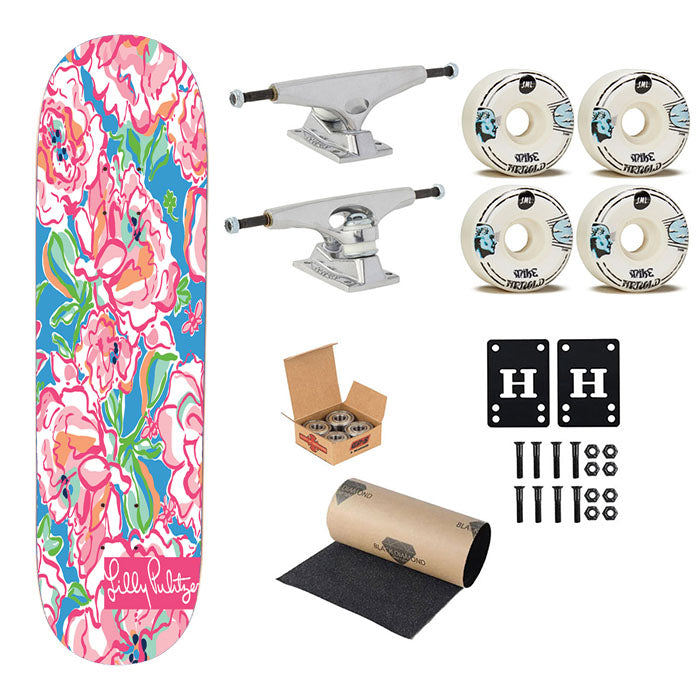 Rose Pattern Lilly Pulitzer Skateboard Complete Board 8.0" X 31.75"