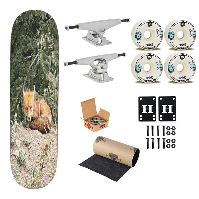 Rustic Woodland Forest Fox & Flowers Skateboard Complete Board 8.0" X 31.75"