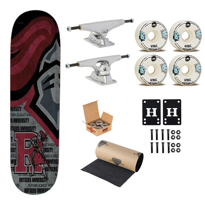 Rutgers Scarlet Knights Grey Bkg Skateboard Complete Board 8.0" X 31.75"