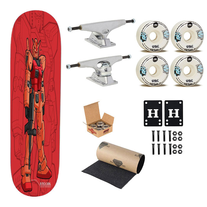 Rx 78 Casval Red Gundam Mecha Skateboard Complete Board 8.0" X 31.75"