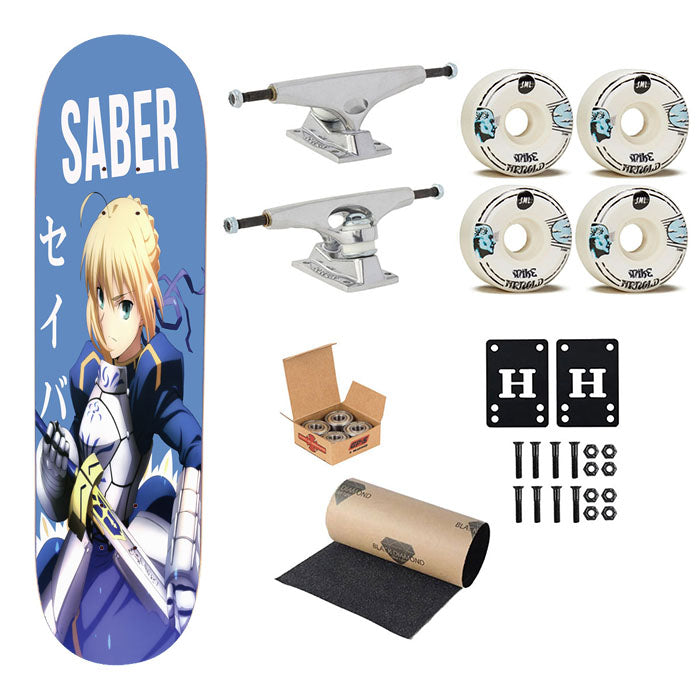 Saber Fate Stay Night Anime Skateboard Complete Board 8.0" X 31.75"