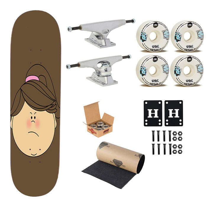 Sad Girl Clip Art Brown Skateboard Complete Board 8.0" X 31.75"
