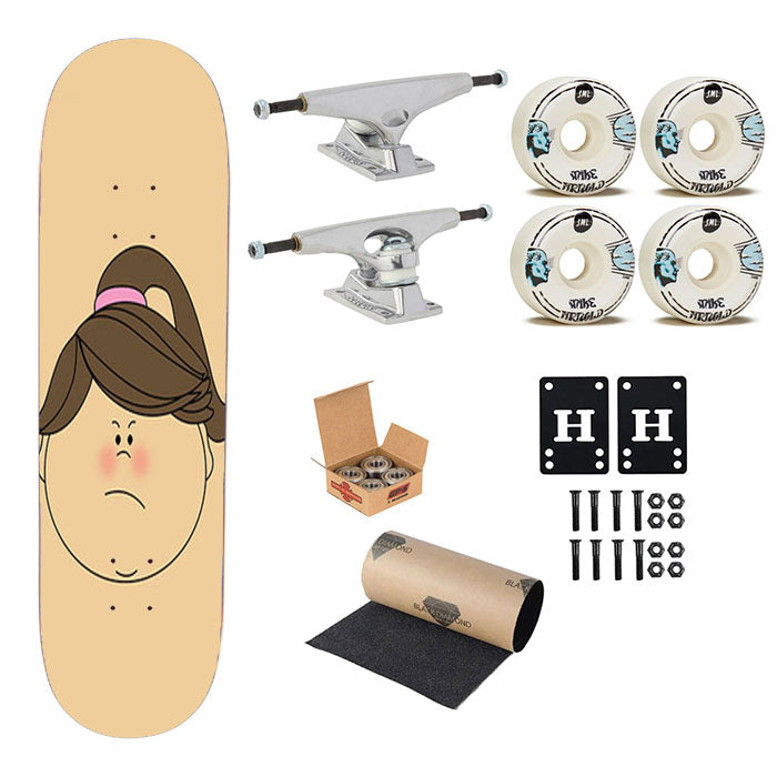 Sad Girl Clip Art Cream Skateboard Complete Board 8.0" X 31.75"