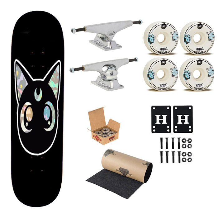 Sailor Moon Holographic Luna Cat Sparkle Anime Skateboard Complete Board 8.0" X 31.75"