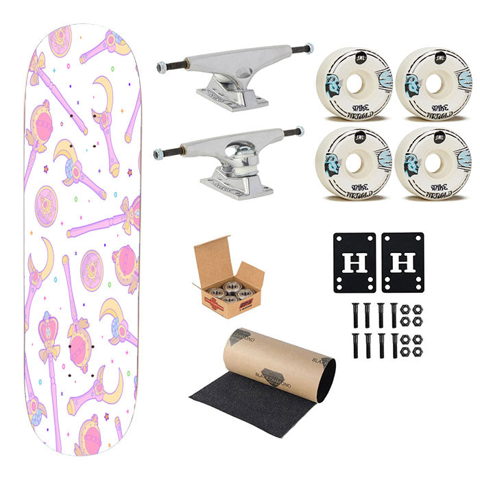Sailor Moon Wands Pattern Skateboard Complete Board 8.0" X 31.75"
