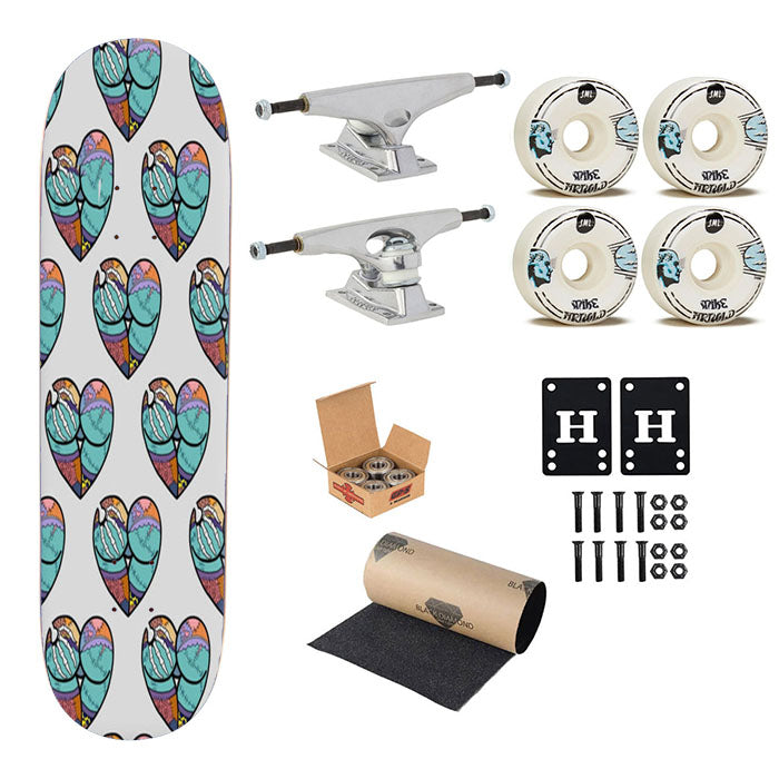 Sally And Jack Heart Pattern Skateboard Complete Board 8.0" X 31.75"