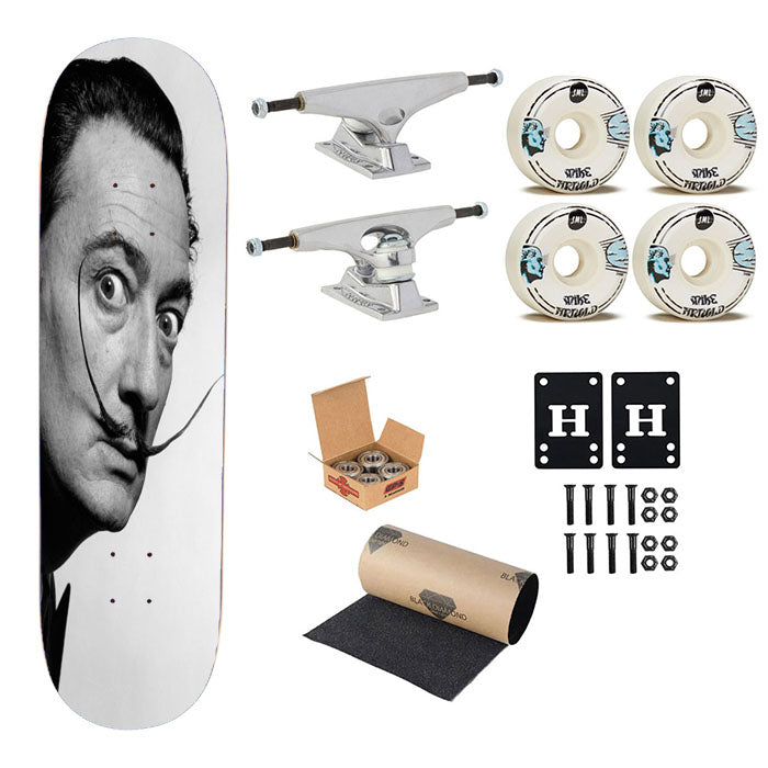 Salvador Dali Mustache Skateboard Complete Board 8.0" X 31.75"