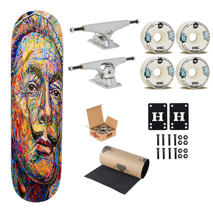 Salvador Dali Potrait Skateboard Complete Board 8.0" X 31.75"