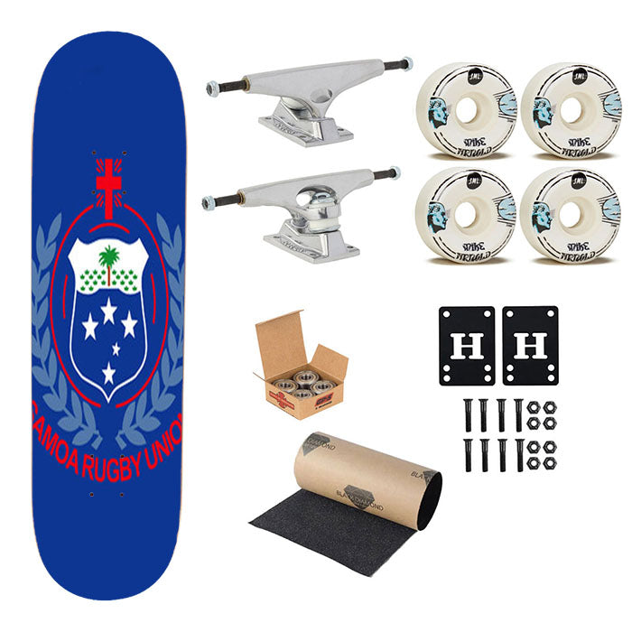 Samoa Rugby Union Logo Blue Skateboard Complete Board 8.0" X 31.75"