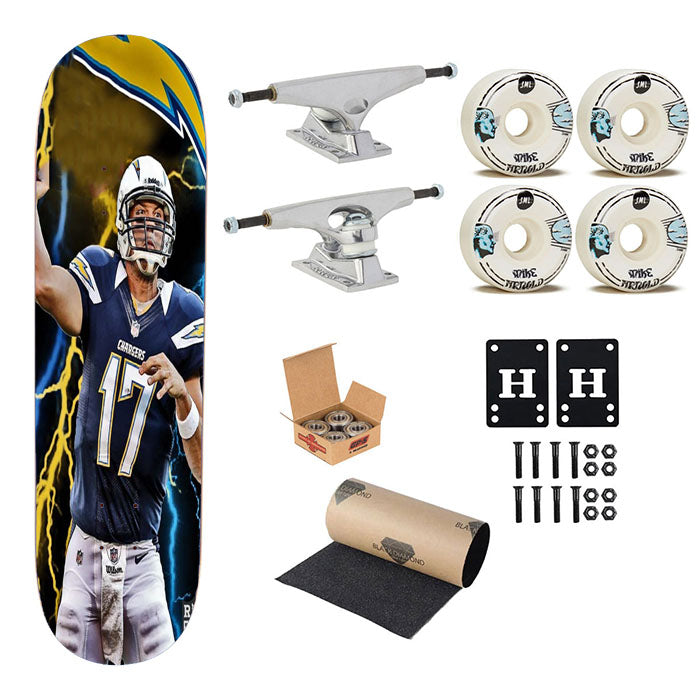 San Diego Chargers Philips Rivers Skateboard Complete Board 8.0" X 31.75"