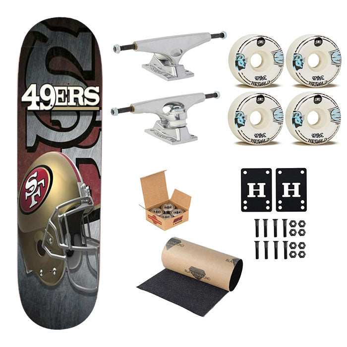 San Francisco 49Ers Helmet Skateboard Complete Board 8.0" X 31.75"