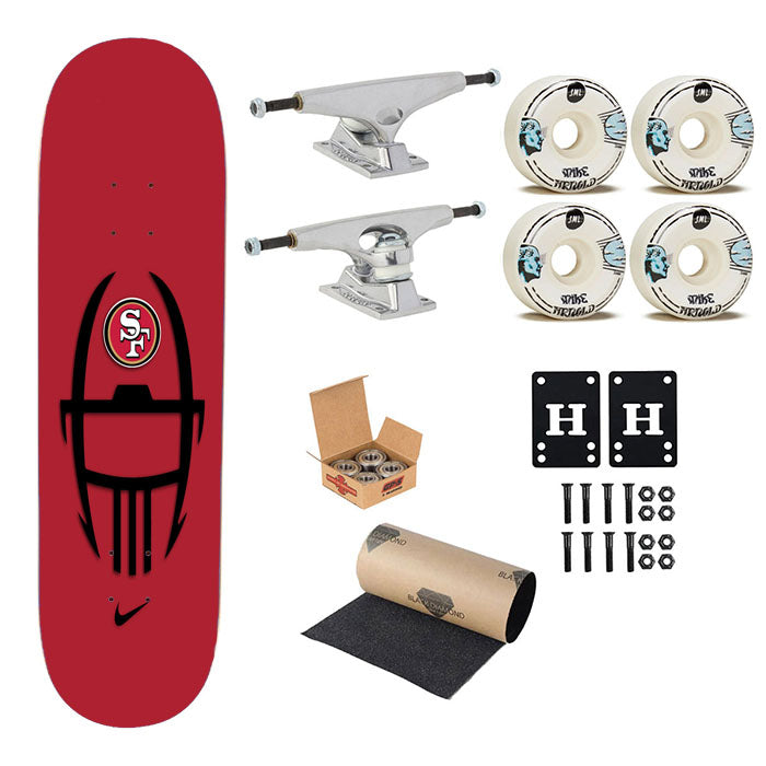 San Francisco 49Ers Nike Helmet Logo Skateboard Complete Board 8.0" X 31.75"