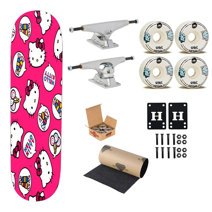 Sanrio Hello Kitty Pink Wallpaper Skateboard Complete Board 8.0" X 31.75"