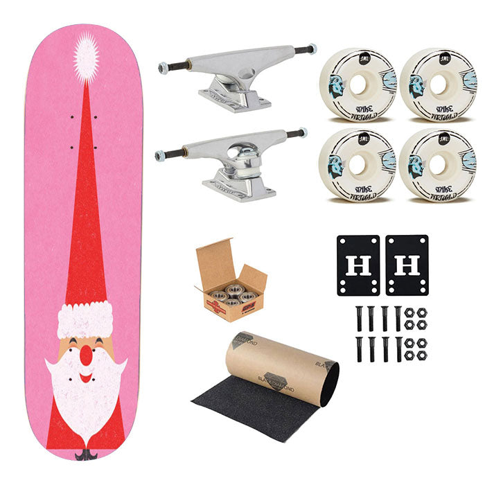 Santa Christmas Pink Skateboard Complete Board 8.0" X 31.75"