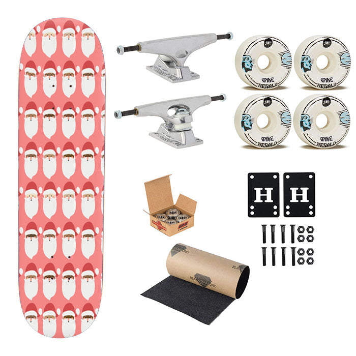 Santa Pattern - Christmas Patterns Skateboard Complete Board 8.0" X 31.75"