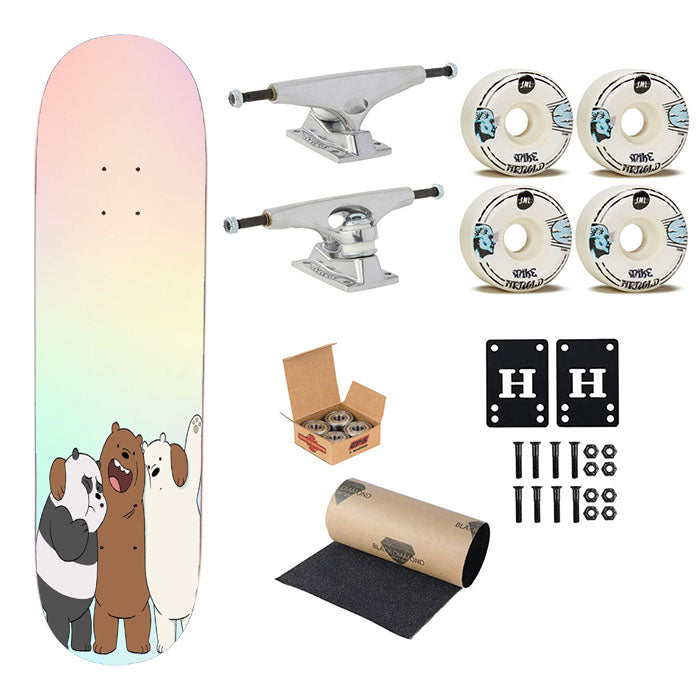 Say Hello To We Bare Bears Skateboard Complete Board 8.0" X 31.75"