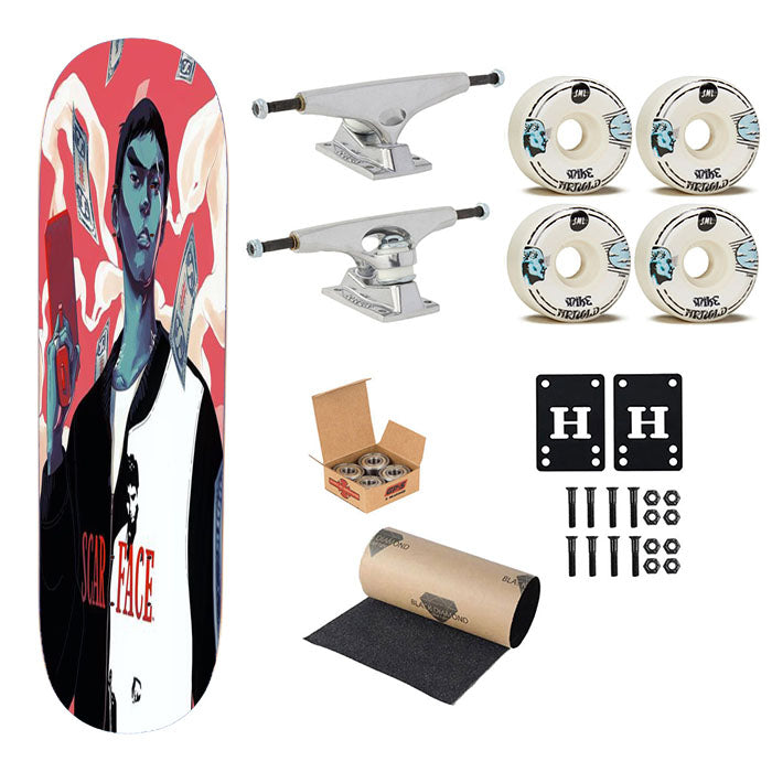 Scar Face Dollar Skateboard Complete Board 8.0" X 31.75"