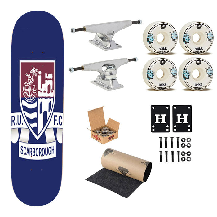 Scarborough Logo Blue Skateboard Complete Board 8.0" X 31.75"