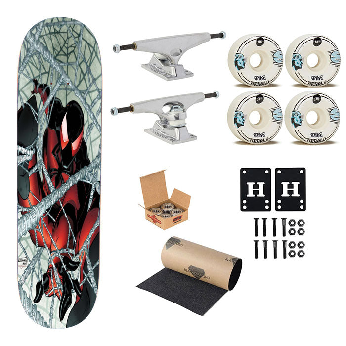 Scarlet Spiderman Web Spider Skateboard Complete Board 8.0" X 31.75"