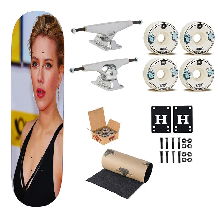 Scarlett Johansson Black Dress Skateboard Complete Board 8.0" X 31.75"