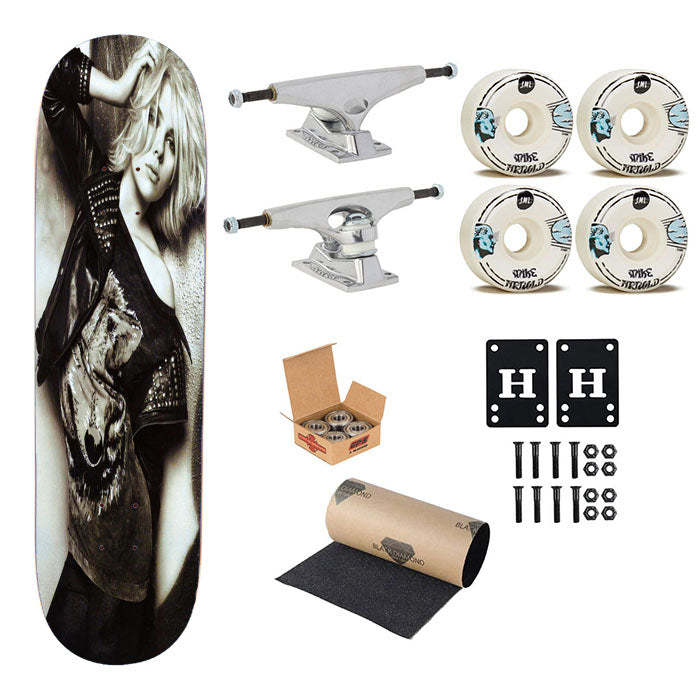 Scarlett Johansson Black White Skateboard Complete Board 8.0" X 31.75"