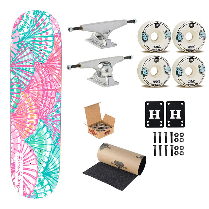 Sea Shells Lilly Pulitzer Color Skateboard Complete Board 8.0" X 31.75"