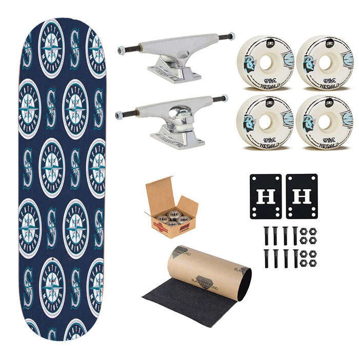 Seattle Mariners Pattern Skateboard Complete Board 8.0" X 31.75"