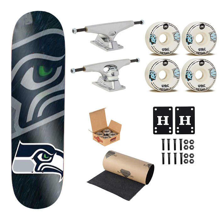 Seattle Seahawks Diagonal Blur Skateboard Complete Board 8.0" X 31.75"