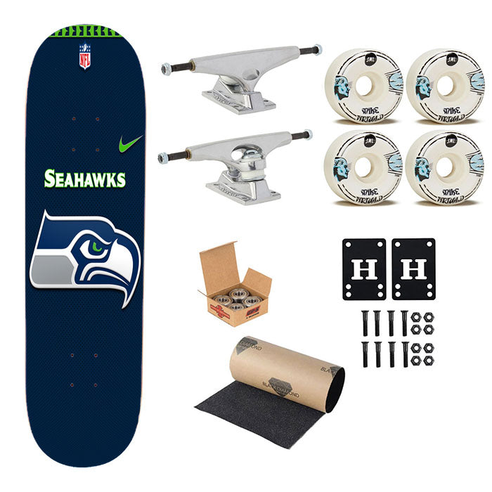 Seattle Seahawks Fiber Blue Nfl Pictures Skateboard Complete Board 8.0" X 31.75"