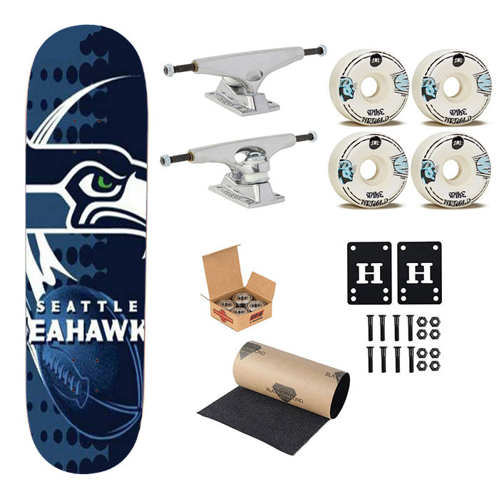 Seattle Seahawks Over Dots Skateboard Complete Board 8.0" X 31.75"