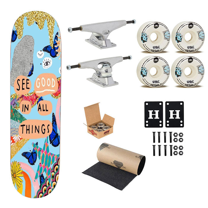 See Good In Sll Things Glitter Pattern Skateboard Complete Board 8.0" X 31.75"