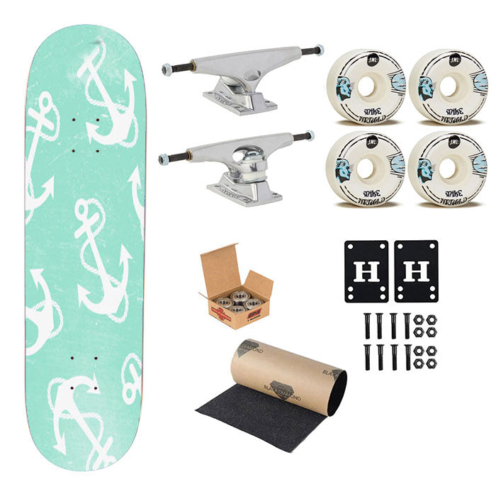 Serene Ocean Anchors Skateboard Complete Board 8.0" X 31.75"