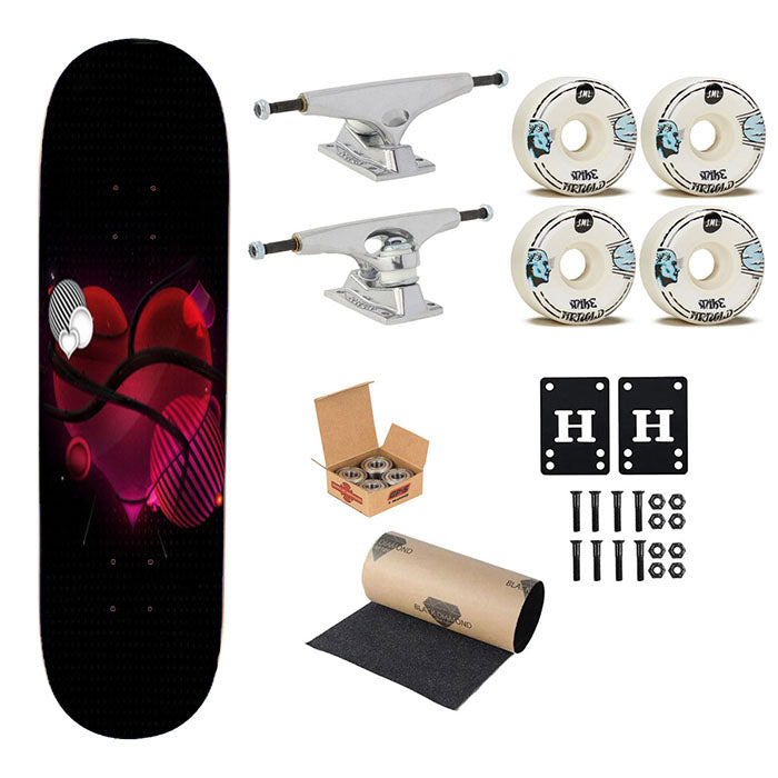 Shaped Heart Transparent Skateboard Complete Board 8.0" X 31.75"