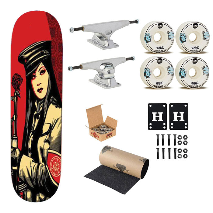 Shepard Fairey Female Soldier Skateboard Complete Board 8.0" X 31.75"
