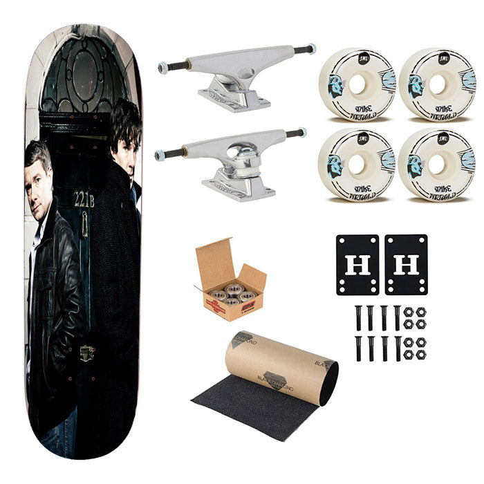 Sherlock And Dr Watson Skateboard Complete Board 8.0" X 31.75"