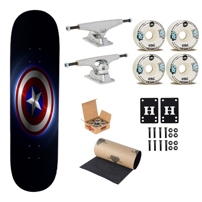 Shield Captain America Skateboard Complete Board 8.0" X 31.75"
