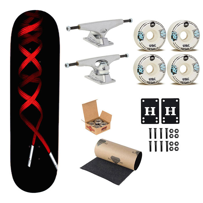 Shoelace Jordan Red Skateboard Complete Board 8.0" X 31.75"