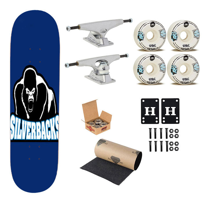 Silverback Baseball Logo Blue Skateboard Complete Board 8.0" X 31.75"
